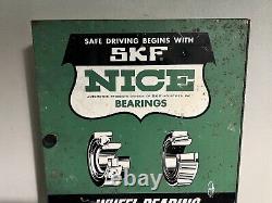 Vintage 1950s SKF Nice Wheel Bearings Metal Cabinet Service Sign Auto Gas Oil