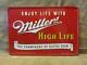 Vintage 1953 Embossed Miller High Life Beer Sign Antique Brewery RARE 9951