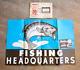 Vintage 1960 Newton Fishing Headquarters Store display Window sign lures Hunting