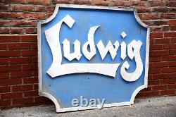 Vintage 1960's Ludwig drum set Wood Sign Store Display Original embossed band