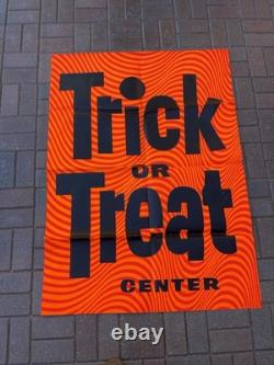 Vintage 1968 HALLOWEEN Trick Or TREAT retail store display sign HUGE paper 40x54