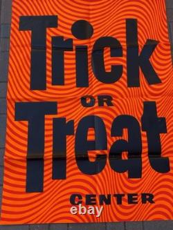 Vintage 1968 HALLOWEEN Trick Or TREAT retail store display sign HUGE paper 40x54