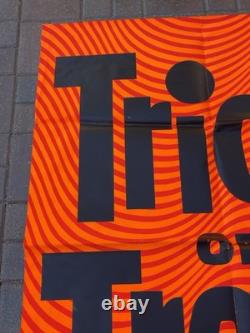 Vintage 1968 HALLOWEEN Trick Or TREAT retail store display sign HUGE paper 40x54