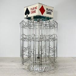 Vintage 1970's Playing Cards Rotating Rack Store Display Sign Holds 105 Decks