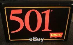 Vintage 1985 Levi's 501 Jeans Light Store Display Hanging 2 Sided Sign Works