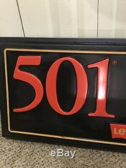 Vintage 1985 Levi's 501 Jeans Light Store Display Hanging 2 Sided Sign Works