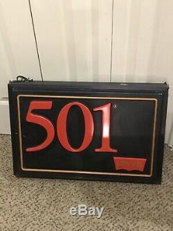 Vintage 1985 Levi's 501 Jeans Light Store Display Hanging 2 Sided Sign Works