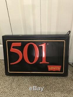 Vintage 1985 Levi's 501 Jeans Light Store Display Hanging 2 Sided Sign Works