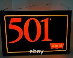 Vintage 1985 Levi's 501 Jeans Lighted Hanging Store Display Electric Sign -Works