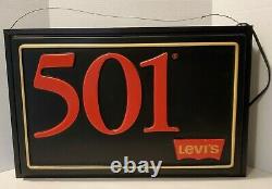 Vintage 1985 Levi's 501 Jeans Lighted Hanging Store Display Electric Sign -Works