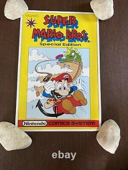 Vintage 1990 Nintendo Comic System Mario Special Ed Store Display Sign Poster