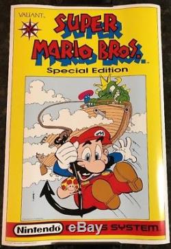 Vintage 1990 Nintendo Comic System Store Display Poster Sign With Mario Valiant