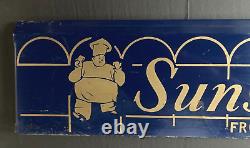 Vintage 30's Sunshine Biscuits 1000 Window Bakeries Sign from Store Display Rack