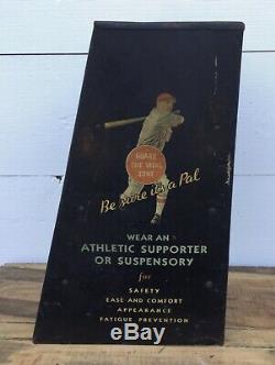 Vintage 40s/50s PAL ATHLETIC SUPPORTER Counter Display Rack Baseball Golf Sign