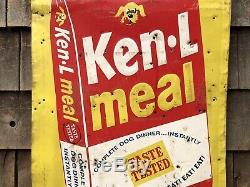Vintage 50s KEN-L MEAL Dog Food Advertising Sign Animal Feeds Pet Store Display