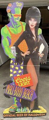 Vintage 6' ELVIRA Mali-Booo Beach HALLOWEEN CARDBOARD STANDEE Decor Coors Light