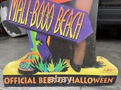 Vintage 6' ELVIRA Mali-Booo Beach HALLOWEEN CARDBOARD STANDEE Decor Coors Light