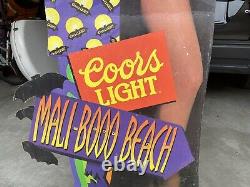Vintage 6' ELVIRA Mali-Booo Beach HALLOWEEN CARDBOARD STANDEE Decor Coors Light