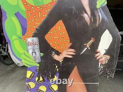 Vintage 6' ELVIRA Mali-Booo Beach HALLOWEEN CARDBOARD STANDEE Decor Coors Light