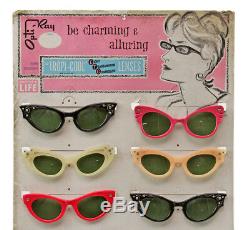 Vintage 60's OPTI-RAY Tropi-Cool Ladies Glass Lens Sunglasses Store Display Sign