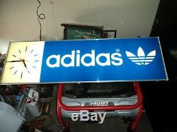 Vintage 80's Adidas Large Light Sign with Clock Store Display Advertising