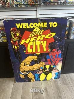 Vintage 90s TOYS R US MARVEL STORE DISPLAY SIGN Super Hero City 1994 Poster Rare