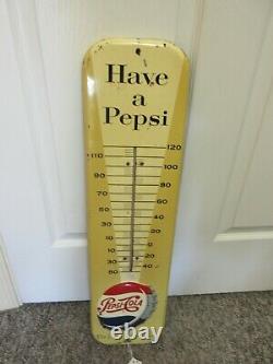 Vintage Advertising 1950's Pepsi Cola Soda Store Thermometer Display 957-q