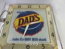 Vintage Advertising Dad's Root Beer Square Clock Store Display Working 919-o