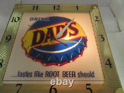 Vintage Advertising Dad's Root Beer Square Clock Store Display Working 919-o