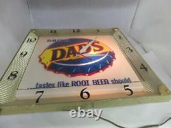 Vintage Advertising Dad's Root Beer Square Clock Store Display Working 919-o