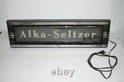Vintage Alka Seltzer Neon Light Etched Glass Metal Box Sign Art Deco Early Adv