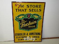 Vintage Antique Florsheim Shoe Store Display Tin Advertising Original Sign