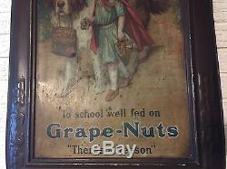 Vintage Antique Grape Nuts Cereal General Store Metal Self Framed Tin Sign DL