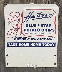 Vintage BLUE STAR POTATO CHIPS Store Display Rack Advertising Sign