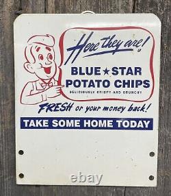 Vintage BLUE STAR POTATO CHIPS Store Display Rack Advertising Sign