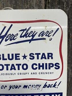 Vintage BLUE STAR POTATO CHIPS Store Display Rack Advertising Sign
