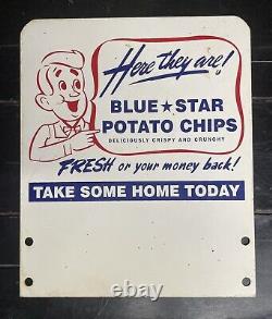 Vintage BLUE STAR POTATO CHIPS Store Display Rack Advertising Sign