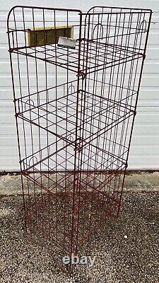 Vintage Bachman Pretzels Advertising Wire Metal Store Display Stand Rack & Sign