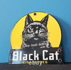 Vintage Black Cat Cigarettes Porcelain Tobacco Gas General Store 6 Display Sign