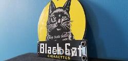 Vintage Black Cat Cigarettes Porcelain Tobacco Gas General Store 6 Display Sign