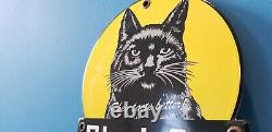 Vintage Black Cat Cigarettes Porcelain Tobacco Gas General Store 6 Display Sign