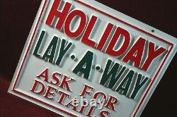 Vintage Blow Mold Holiday Lay Away Store Sign Embossed Christmas 1950 1960