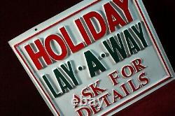 Vintage Blow Mold Holiday Lay Away Store Sign Embossed Christmas 1950 1960