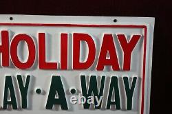 Vintage Blow Mold Holiday Lay Away Store Sign Embossed Christmas 1950 1960