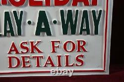 Vintage Blow Mold Holiday Lay Away Store Sign Embossed Christmas 1950 1960