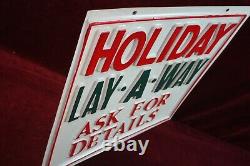 Vintage Blow Mold Holiday Lay Away Store Sign Embossed Christmas 1950 1960