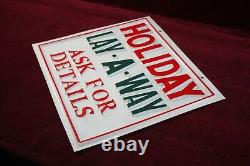 Vintage Blow Mold Holiday Lay Away Store Sign Embossed Christmas 1950 1960