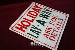 Vintage Blow Mold Holiday Lay Away Store Sign Embossed Christmas 1950 1960