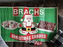 Vintage Brach's Christmas Candy Santa Store Display Sign Banner Chocolate