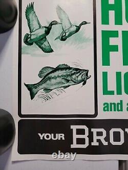 Vintage Browning Arms Co. Hunting Fishing Gun Store Display Advertising Poster